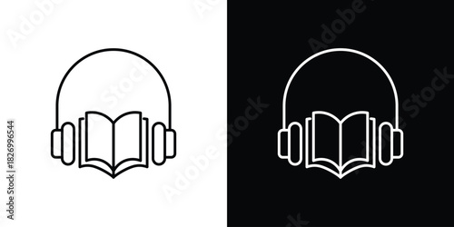 Audio book icons vector. doodle. on a white background.