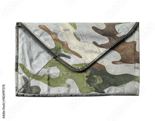Camouflage envelope on black surface