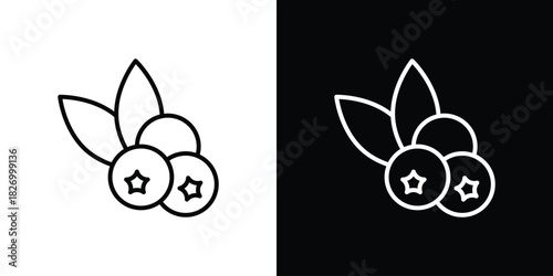 Blueberry icons vector. doodle. on a white background.
