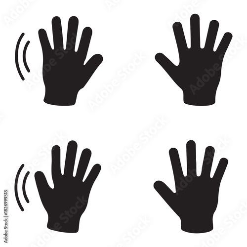 Set of hand hello icons vector