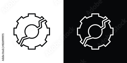 Broken gear icons vector. doodle. on a white background.