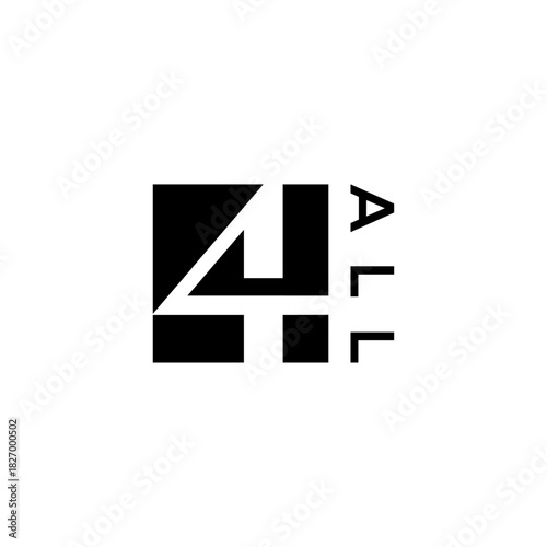 Geometric 4 ALL Logo - Abstract Black and White Icon Design - Square Business Vector Symbol