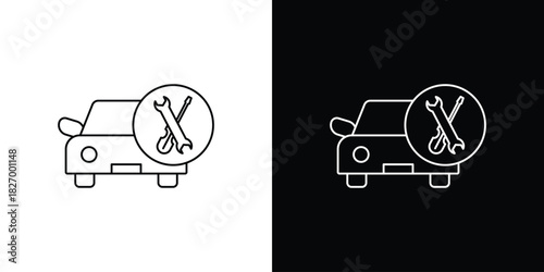 Car repair icons vector. doodle. on a white background.