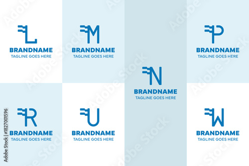 Letter L M N P R U W Flag Logo Set, symbolizing direction, identity, and modern movement