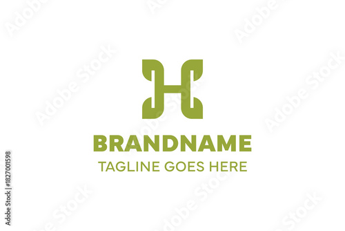 Letter H Leaf Simple Logo, symbolizing nature, growth, and harmony