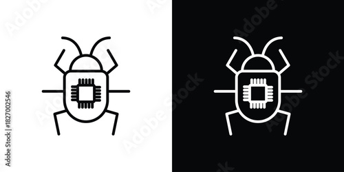 Computer bug icons vector. doodle. on a white background.