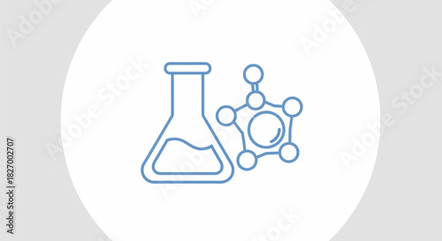 Chemical flask and molecular structure icon representing science.