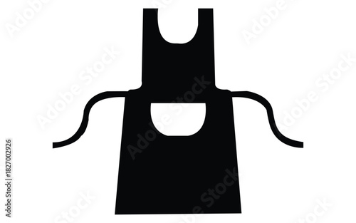 Black chef apron with straps isolated on white background