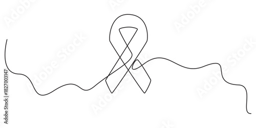 AIDS awareness band World AIDS day one line art drawing Continuous one line drawing, AIDS awareness ribbon, poster banner Doodle vector illustration, AIDS Awareness Month.
