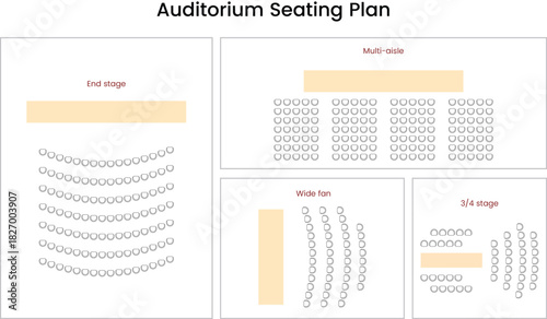 Seat plan, Auditorium seating plan, seat map, furniture icon, customizable stroke, vector, illustration