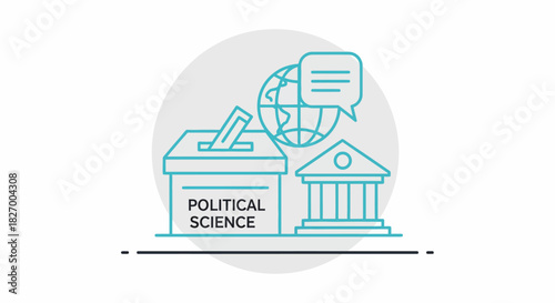 Political Science Concept with Voting Ballot and Government Building.