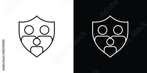 Family insurance icons vector. doodle. on a white background.