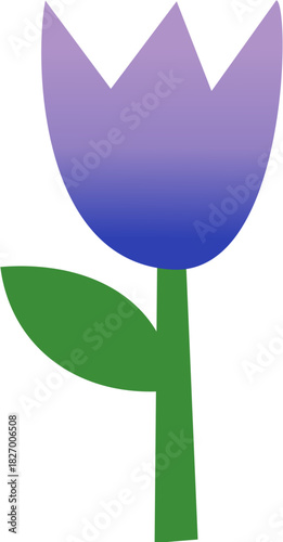 Isolated Green Stem with Leaf Illustration