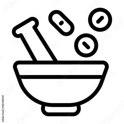 This Pestle and mortar icon is suitable for pharmacy.