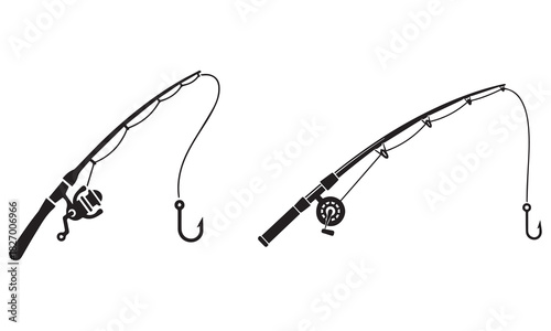 Fishing & Diving Silhouette Vector Bundle: Fisherman, Fish Hooks, Scuba Divers, and Nature Scenes Graphics