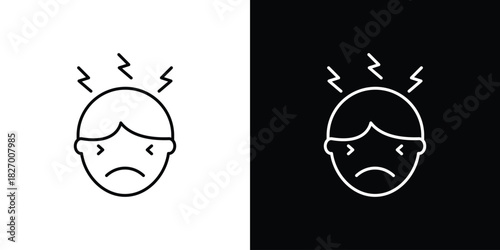 Headache icons vector. doodle. on a white background.