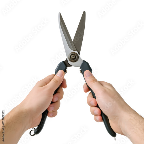 hand holding scissors hands holding garden shears, pruning shears, gardening tools, scissors with black handles, metal blades, outdoor tools, yard maintenance, plant trimming, hand tools, sharp blades