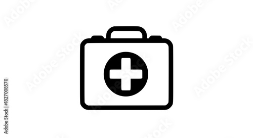 Medic suitcase black white icon equipment bag 