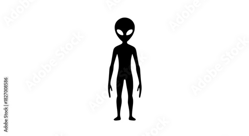 Alien figure black white icon 