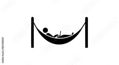 a man works in a hammock 