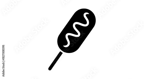 Corn dog fast food black white icon