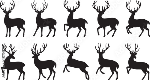 Christmas deer silhouettes