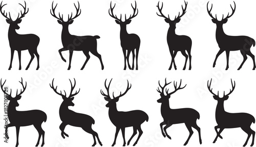 Christmas deer silhouettes