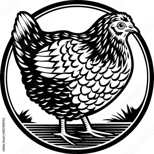 Closeup shot of a hen sitting on the grass with its chicken