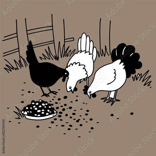 Closeup shot of a hen sitting on the grass with its chicken