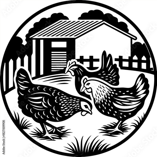 Closeup shot of a hen sitting on the grass with its chicken