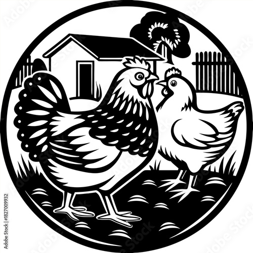 Closeup shot of a hen sitting on the grass with its chicken