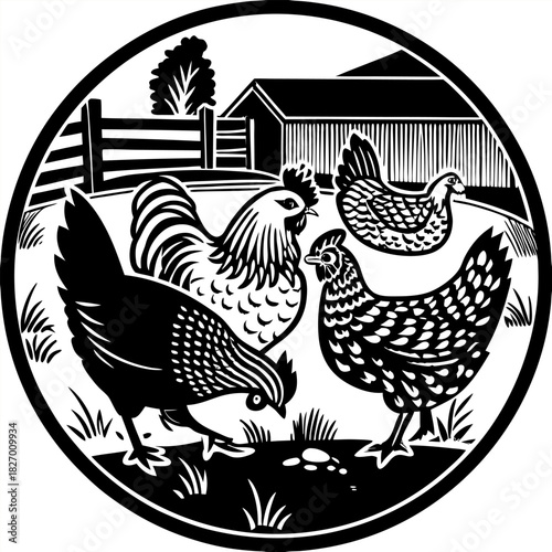 Closeup shot of a hen sitting on the grass with its chicken