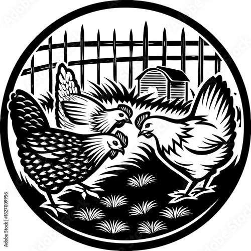 Closeup shot of a hen sitting on the grass with its chicken