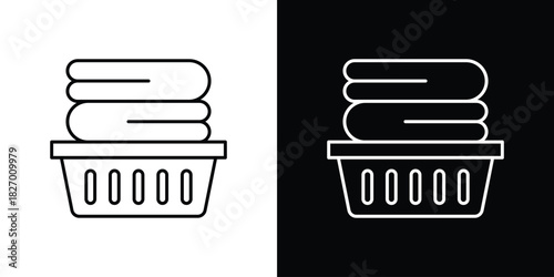 Laundry basket icons vector. doodle. on a white background.