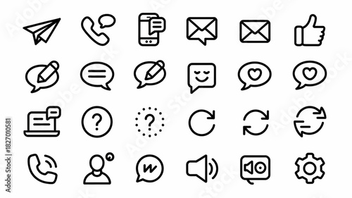 Modern communication and social media user interface icon set