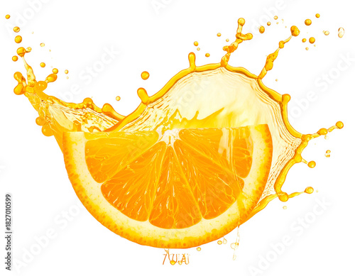 Orange slice splash in liquid