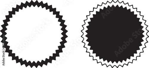 Two Starburst Shapes One Outline One Filled Black Keywords: starburst, star, shape, symbol, icon, graphic, design, illustration, outline, filled, black, white, geometric, on transparent background