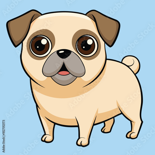 Cute pink cartoon piglet character vector illustration drawing of a happy baby animal toy isolated on white