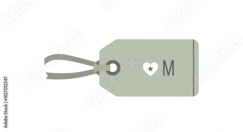 Gift Tag With Heart and Initial M - Blank Space For Customization