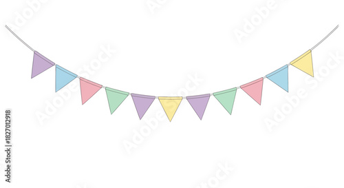 Pastel colored triangular pennant banner string decoration