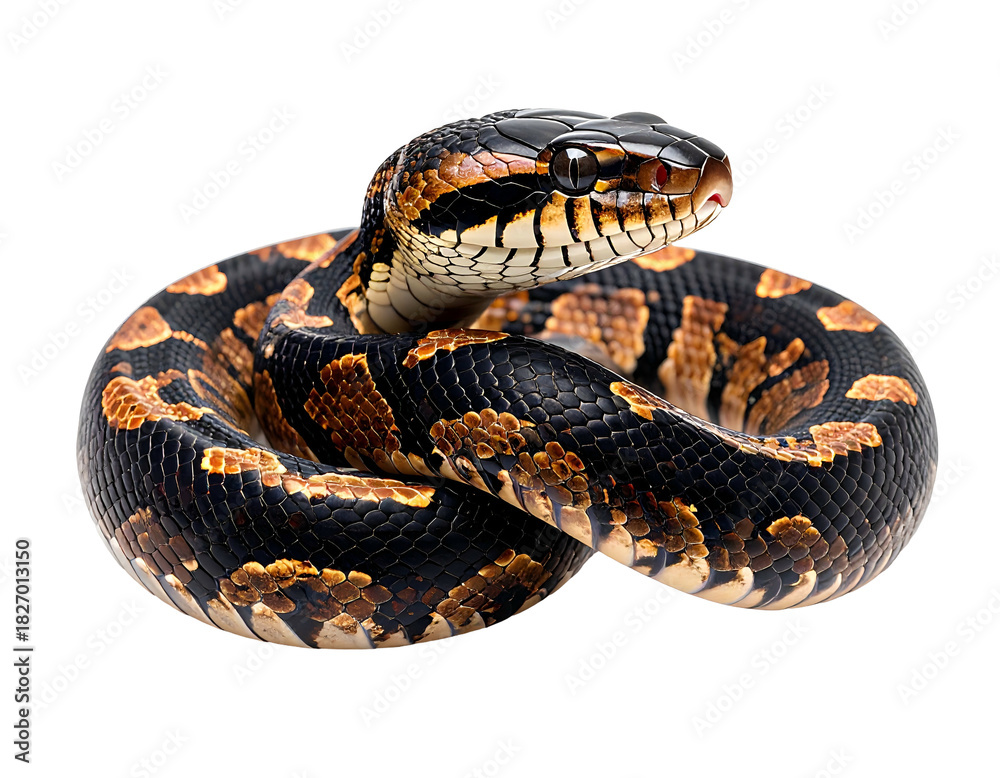 Obraz premium Snake coiled, showing scales and eyes in detail