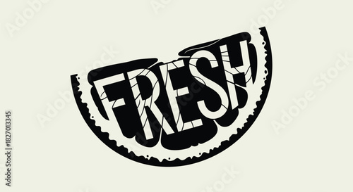 Fresh handwritten typography on slice of fruit