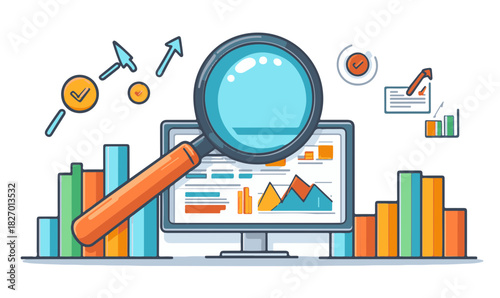 Data analysis, market research, business intelligence, growth Vector