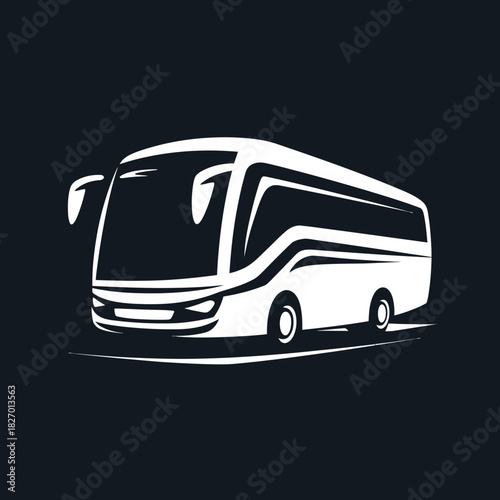 Clean vector illustration of a modern passenger bus on black background