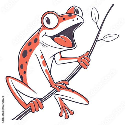 Cartoonish Red Eyed Tree Frog with white background
