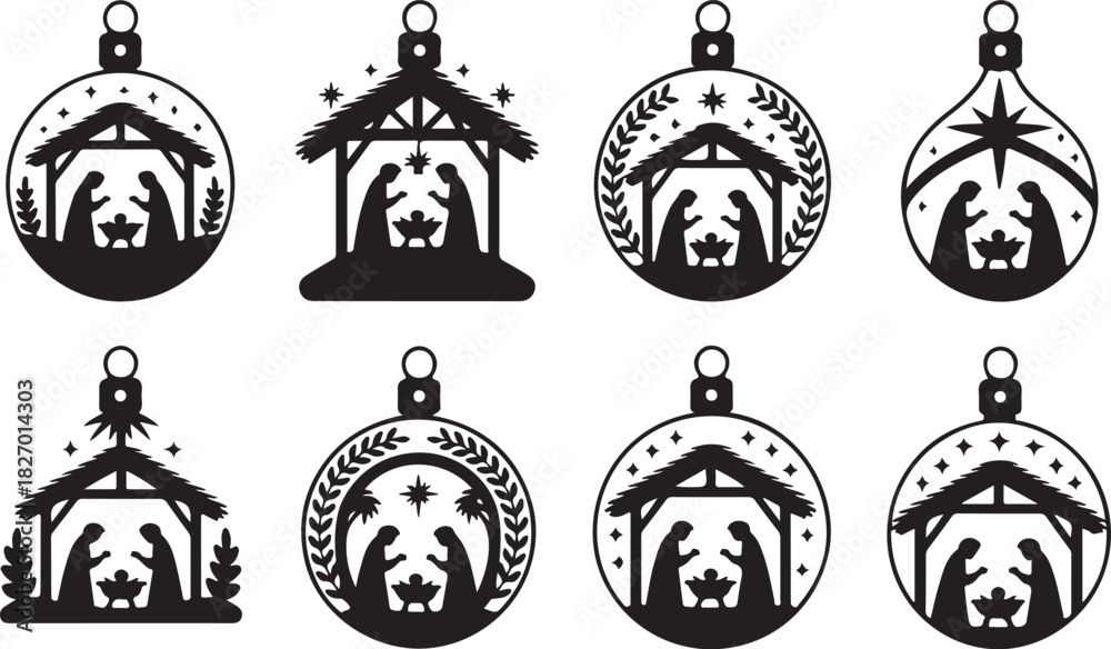 Obraz premium Laser Cut Nativity Bundle for Ornaments
