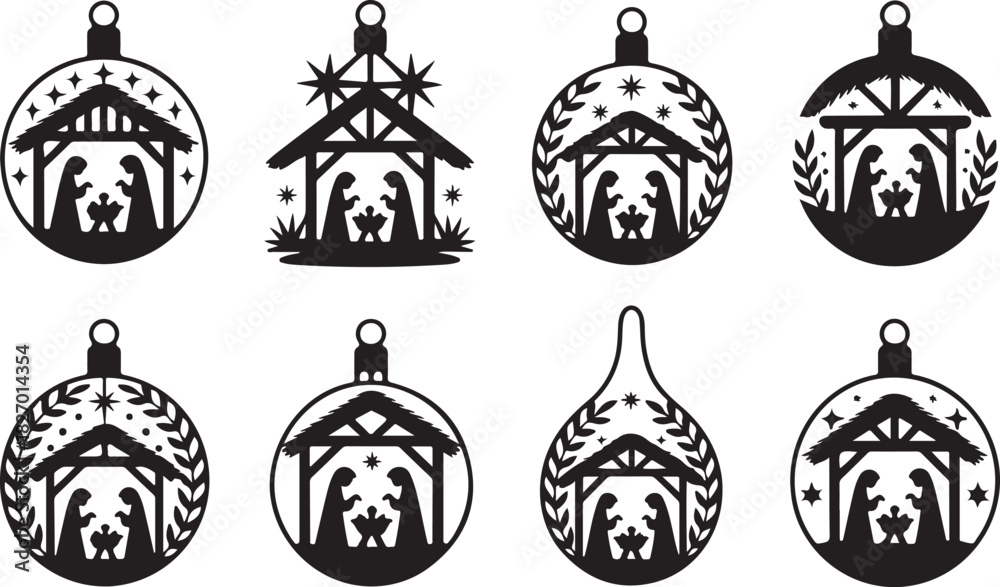 Obraz premium Laser Cut Nativity Bundle for Ornaments