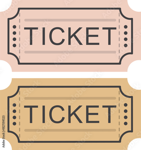 Cinema or festival ticketsisolated on white background. Set of admit coupons in retro style