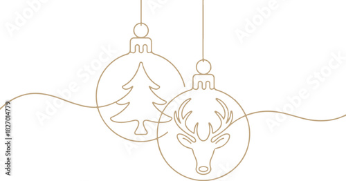 Merry christmas decoration line art