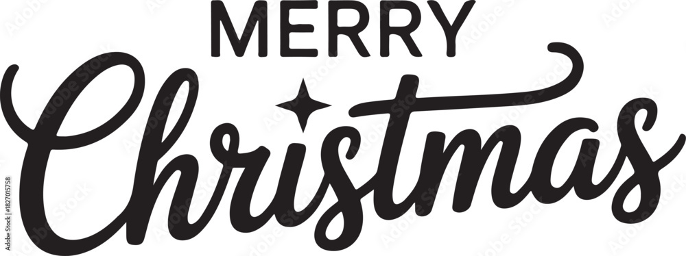 Fototapeta premium Merry Christmas elegant calligraphy and Bethlehem star. Holy night vector handwriting concept for xmas greeting card or church service invitation
